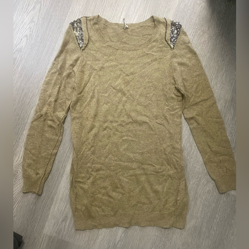 Wool & Cashmere Olive Green IRO Sweater with sequin shoulder detail - Size 0